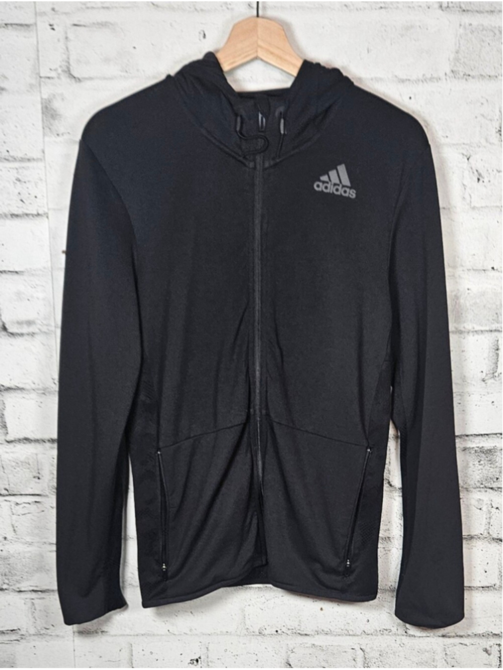 Adidas ClimaCool Full Zip Hoodie Black Athletic Jacket Women's Small